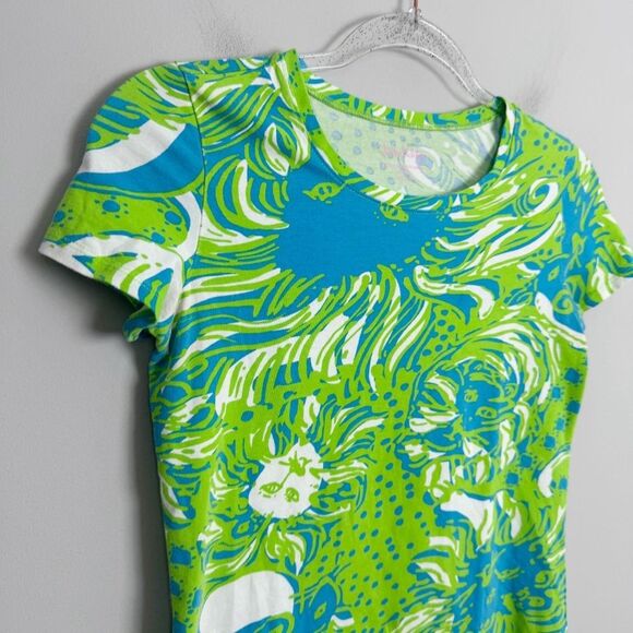 LILLY PULITZER | Karrie Crewneck Tee Limeade Roar of the Jungle Women’s Size XS - Picture 3 of 8
